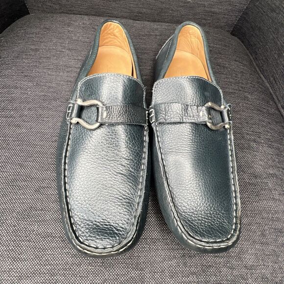 Bacco Bucci Mike Mens Leather Driving Shoes Loafer Size 9XM Navy Blue Horse Bit main image 6